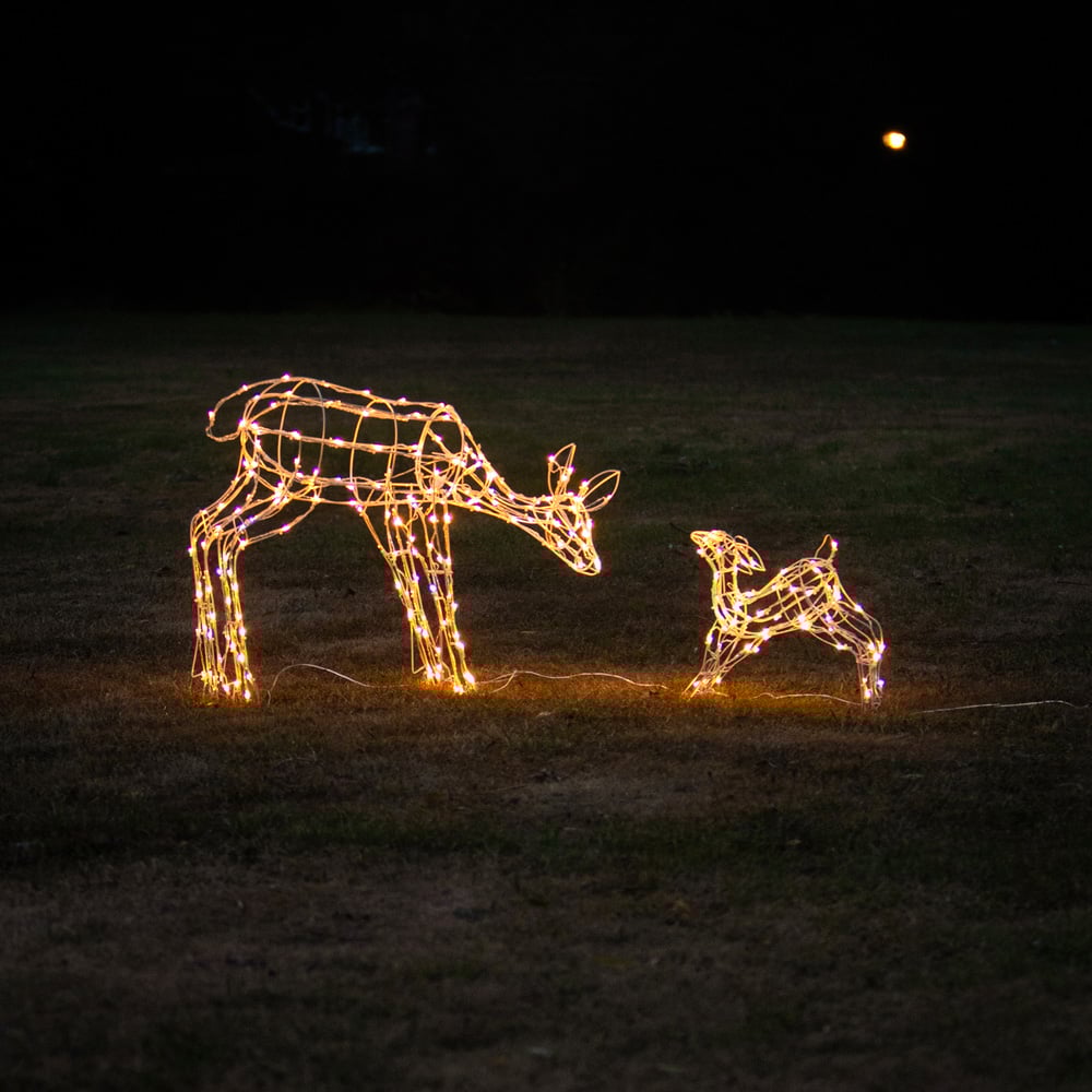 The Christmas Centre 250 LED White Wire Light-Up Mother and Baby Reindeer Set 3.2ft Image 8