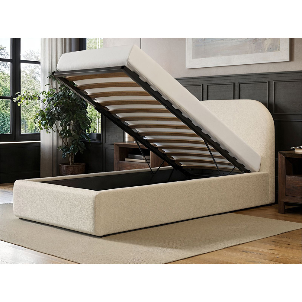 Flair Alba Single Cream Boucle Fabric Ottoman Bed Image 4
