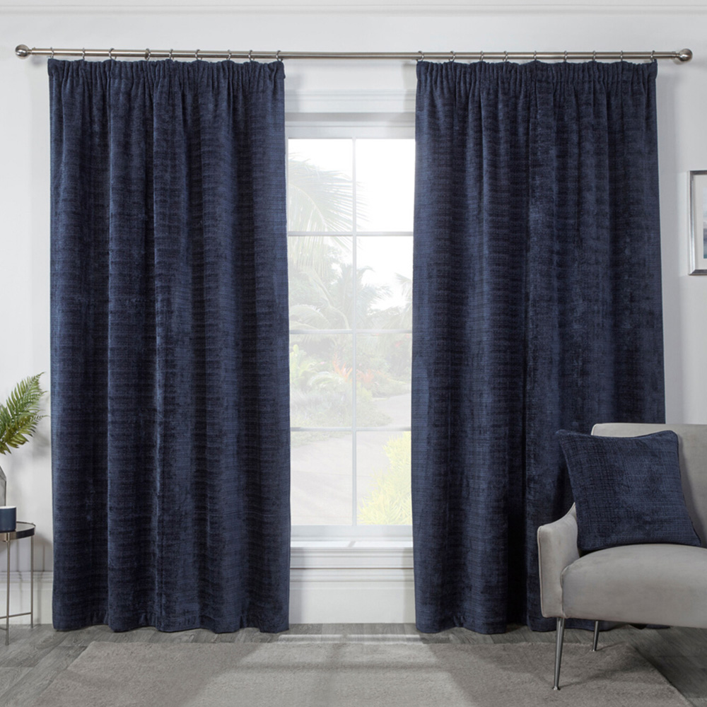Divante Rennes Navy Chenille Taped Curtain 229 x 229cm Image 1