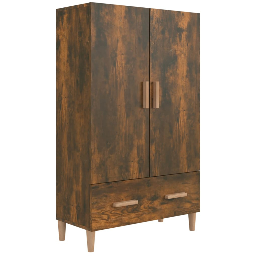 vidaXL 2 Door Single Drawer Smoked Oak Highboard Image 2