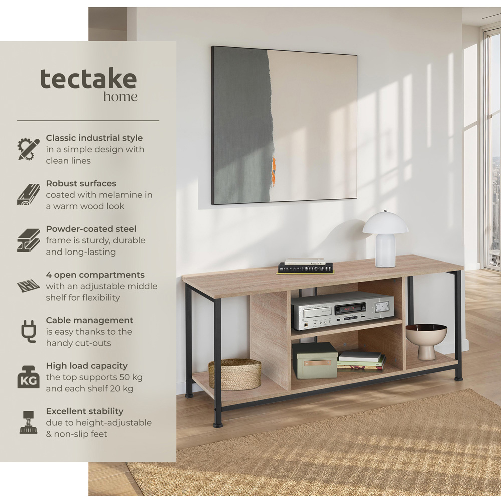 Tectake 4 Shelf Sonoma Oak TV Stand Image 3