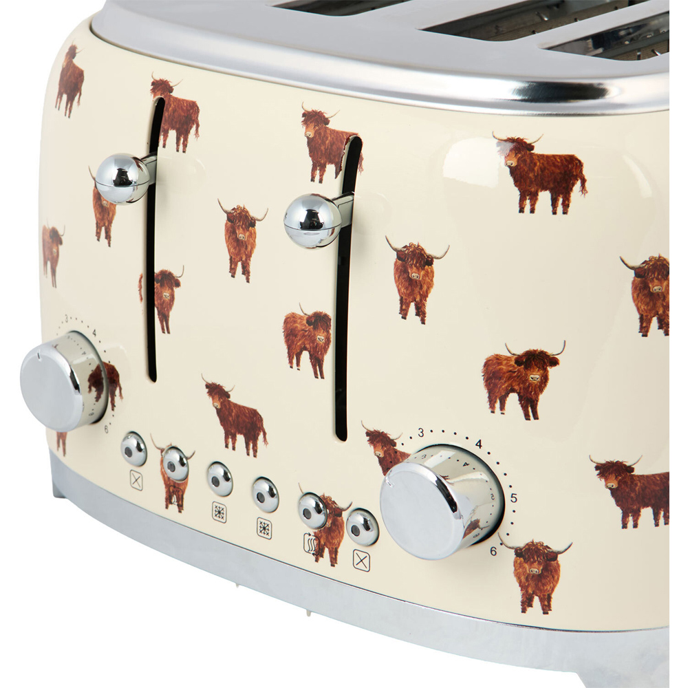 Highland Cow 4 Slice Toaster Cream Image 9