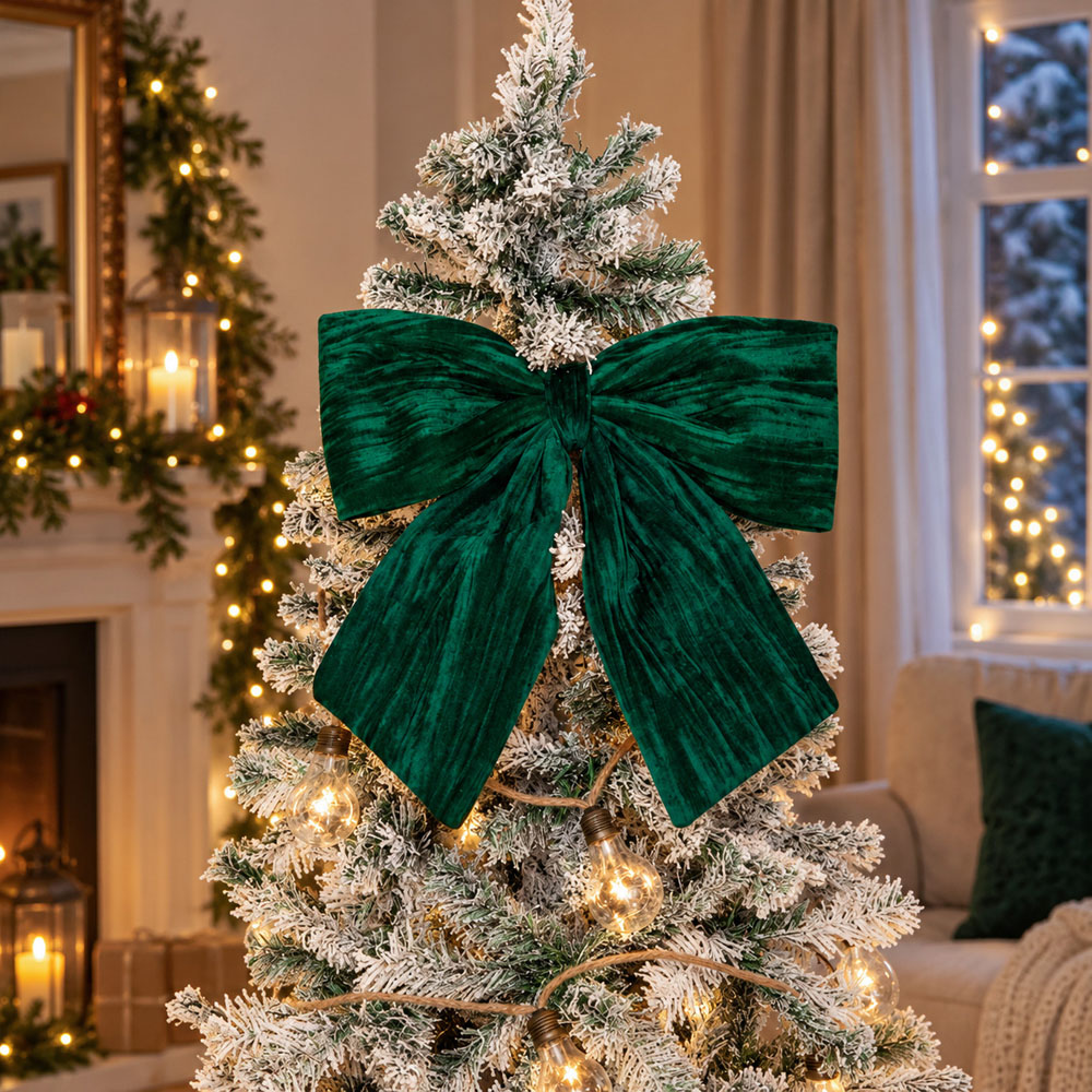 Samuel Alexander Emerald Green Velvet Christmas Bow 44 x 45cm Image 2