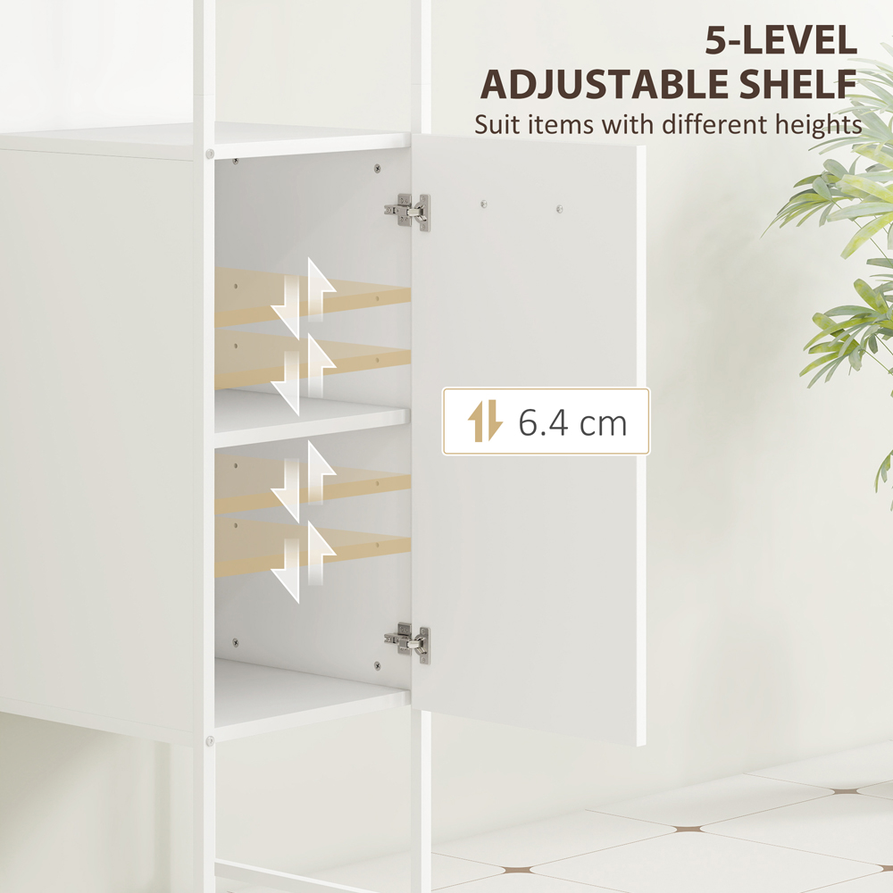 HOMCOM Single Door 3 Shelf White Adjustable Tall Bathroom Cabinet Image 8