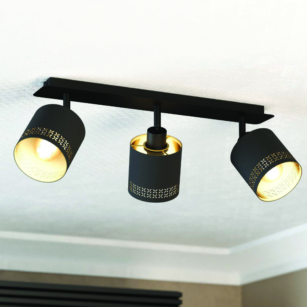 EGLO Esteperra Black 3 LED Fabric Ceiling Spotlight Image 2