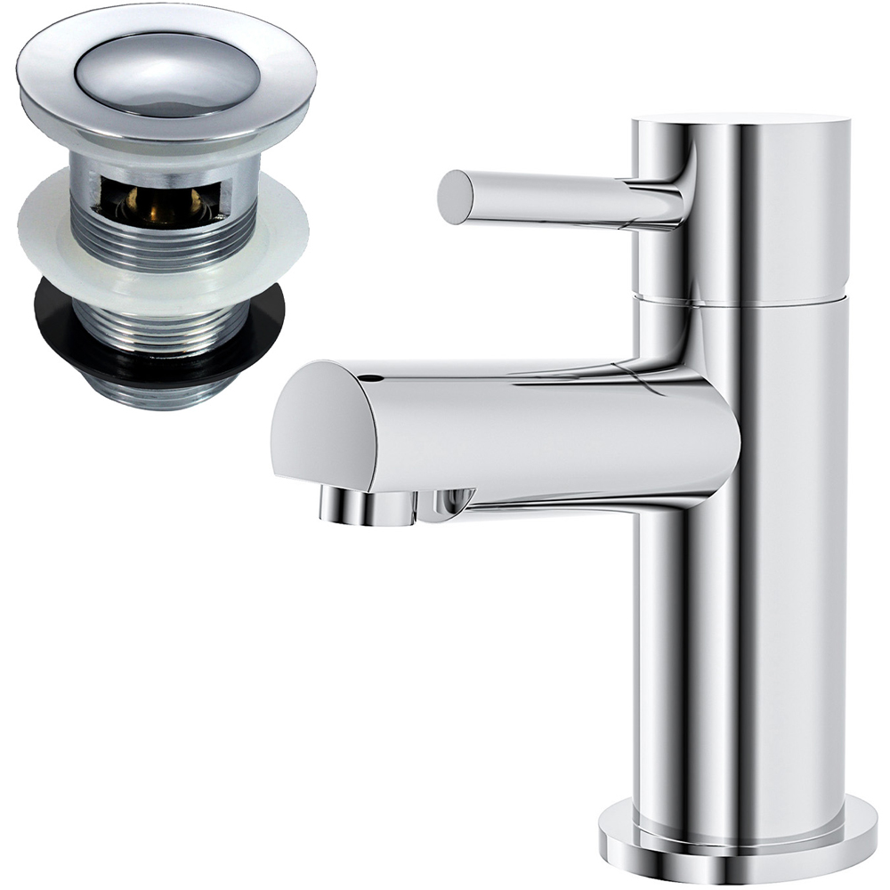Nes Home Murphy Cloakroom Mono Basin Mixer Faucet Tap with Waste Chrome Image 1