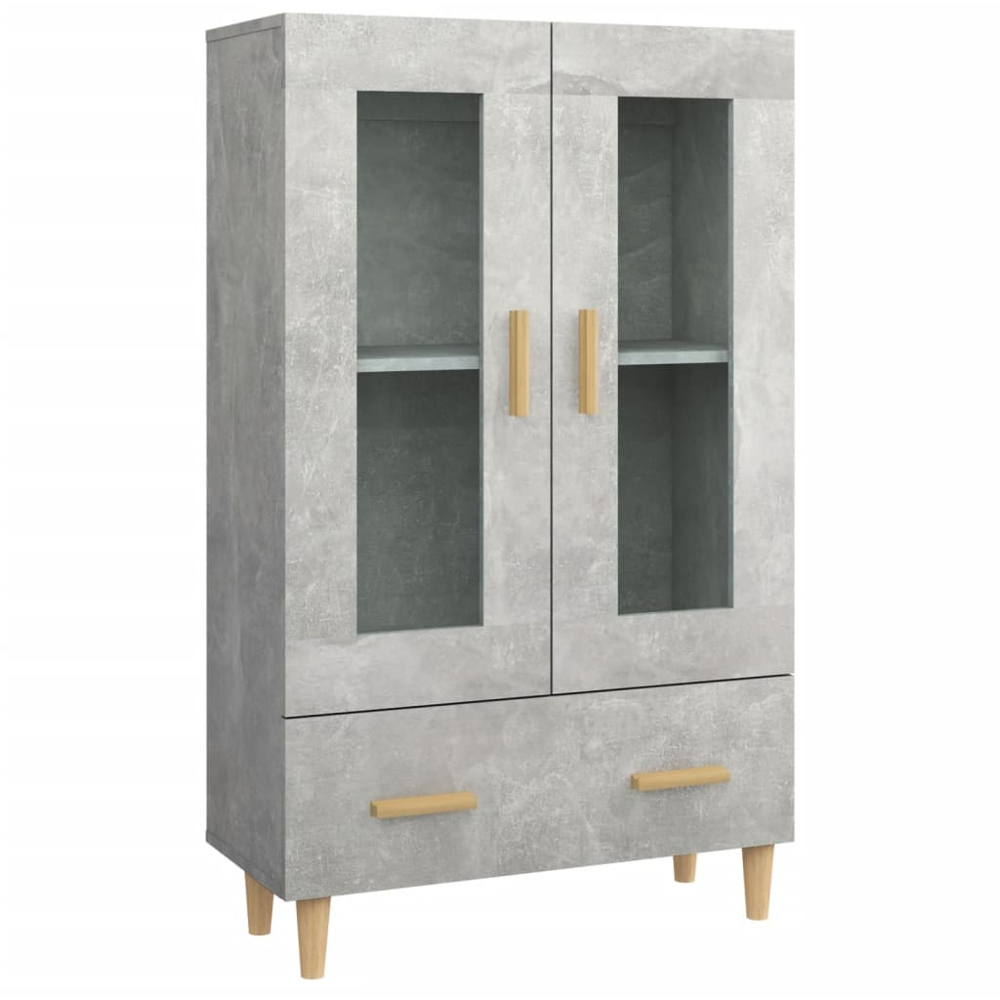 vidaXL 2 Glass Door Single Drawer Concrete Grey Highboard Image 2