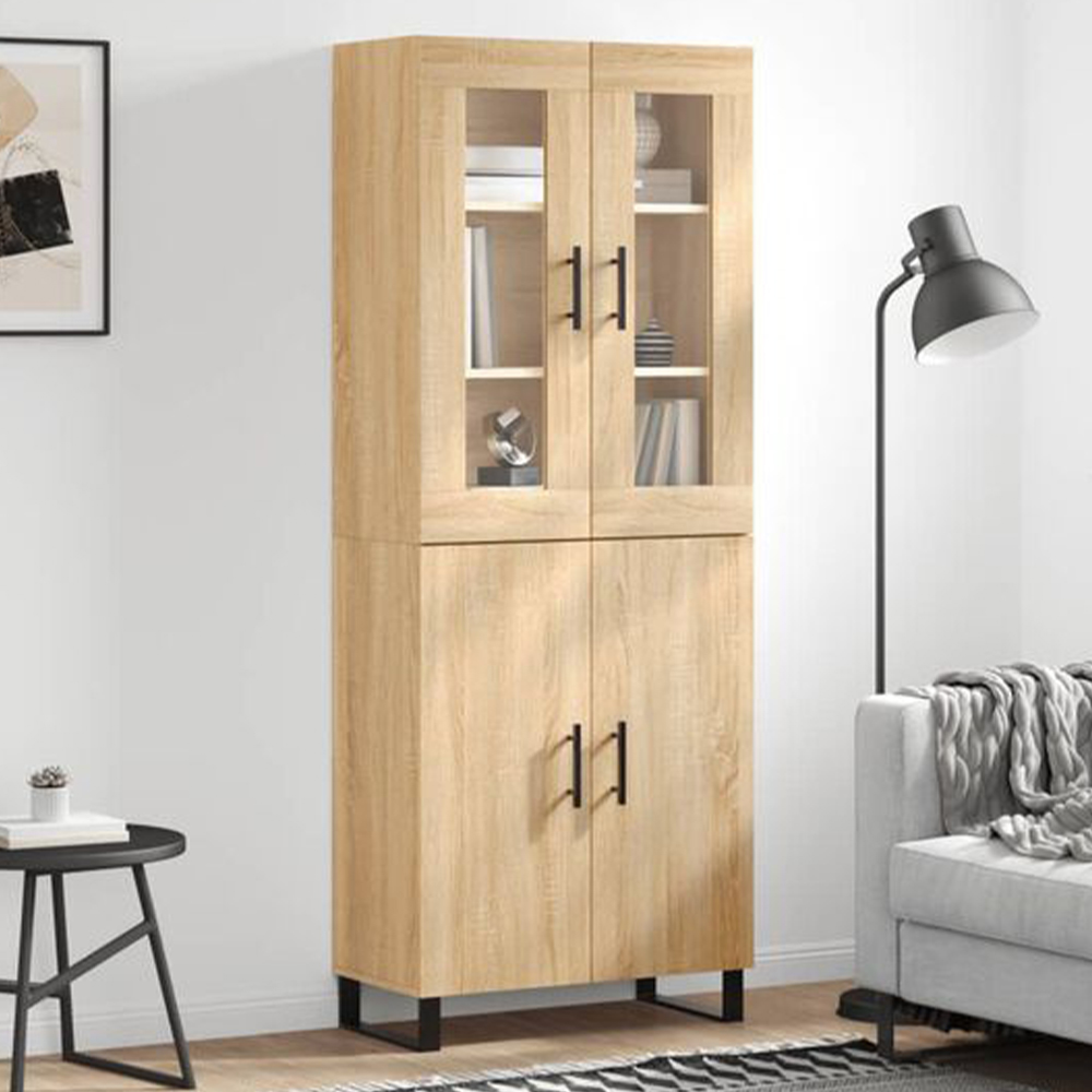 vidaXL 4 Door Sonoma Oak Highboard Image 1