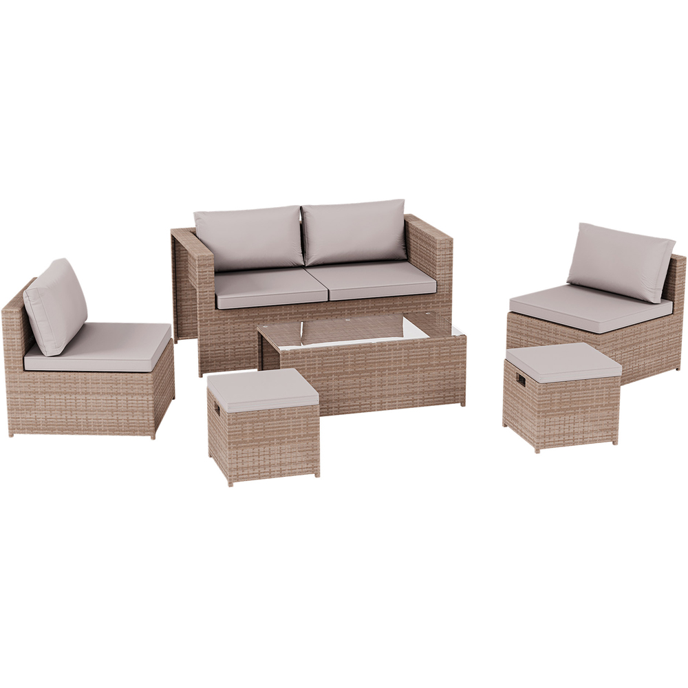 GARDEN VIDA Islay 6 Seater Natural PE Rattan Garden Lounge Set Image 2