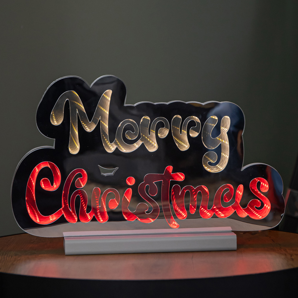 Samuel Alexander Red and White Merry Christmas Infinity Light 32cm Image 1
