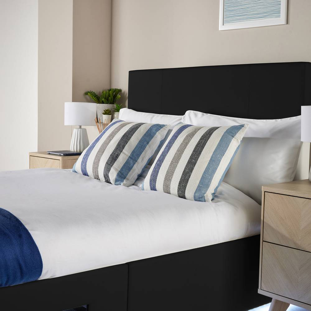 XR Living Ava Small Double Black PU Upholstered TV Bed with Underbed Lights Image 6