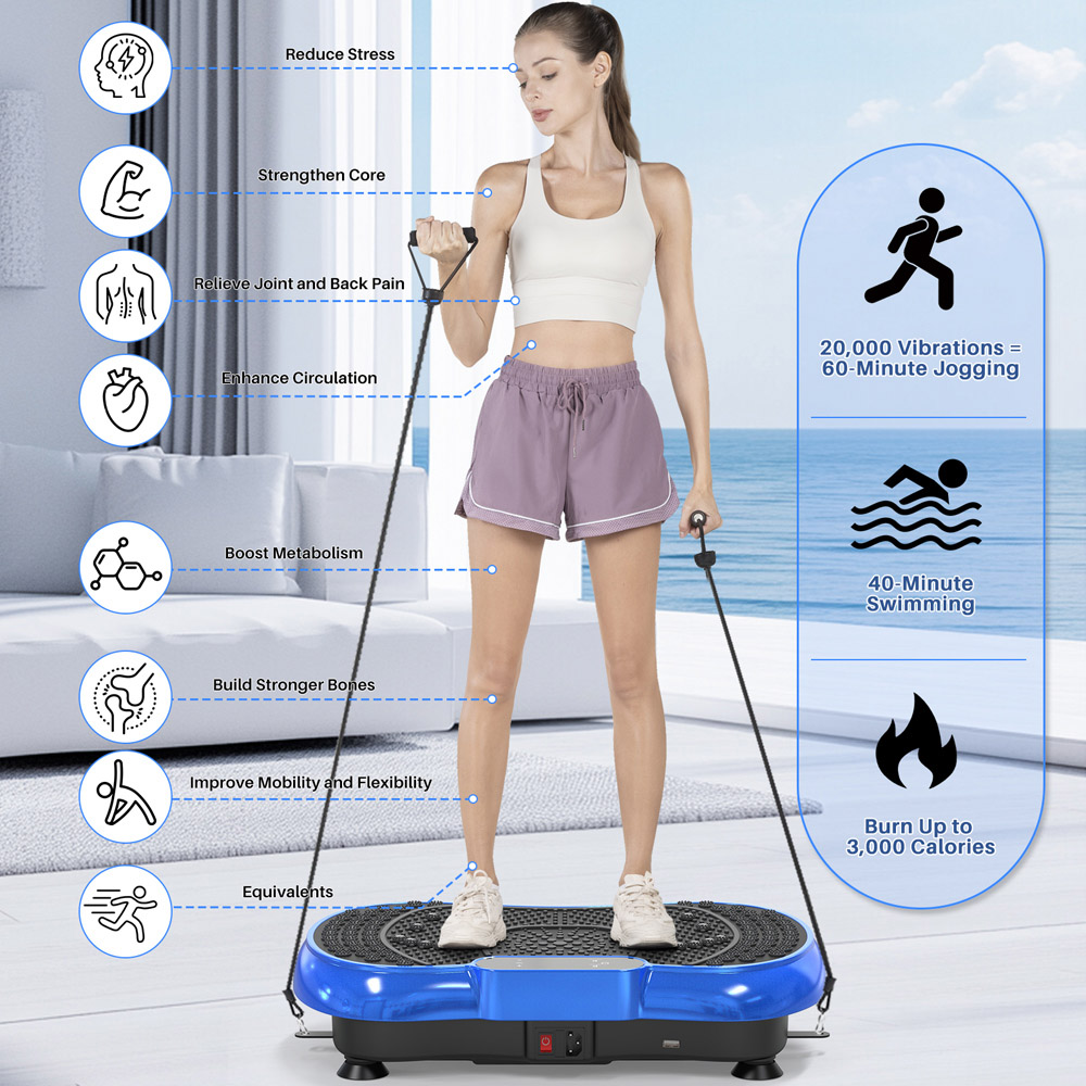 Rattrix Blue Vibration Plate Exercise Machine with Bluetooth Speaker and LED Display Image 8