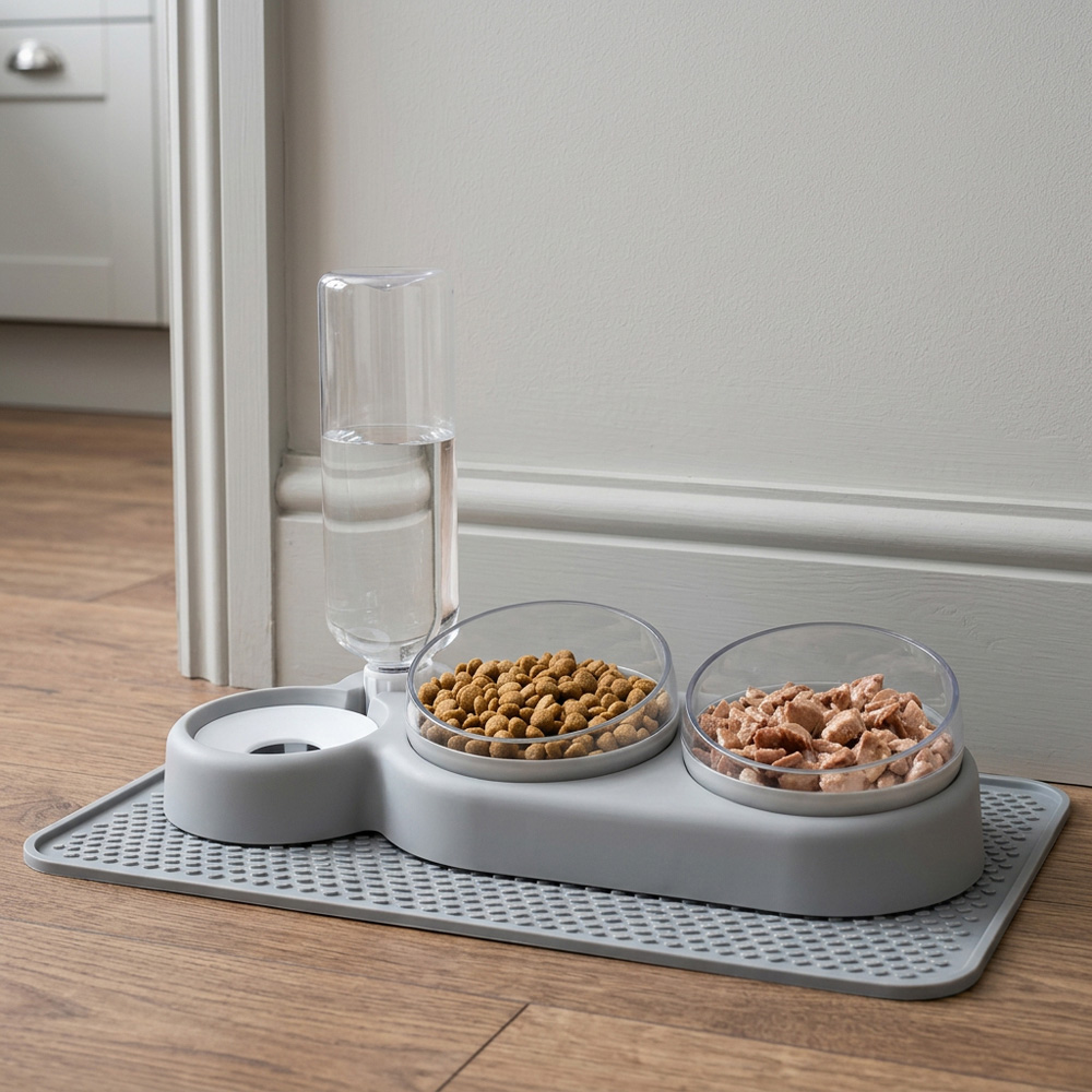 Clever Paws 3 in 1 Pet Bowl - Grey Image 2