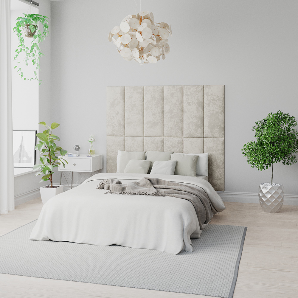 Aspire EasyMount Pearl Mirazzi Velvet Upholstered Wall Mounted Headboard Panels 2 Pack Image 4