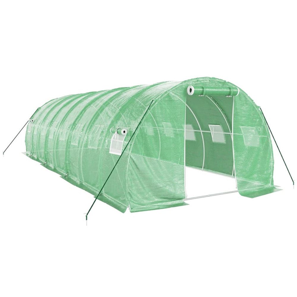 vidaXL Green Polyethylene Galvanised Steel Frame 26.2 x 9.8ft Greenhouse Image 1