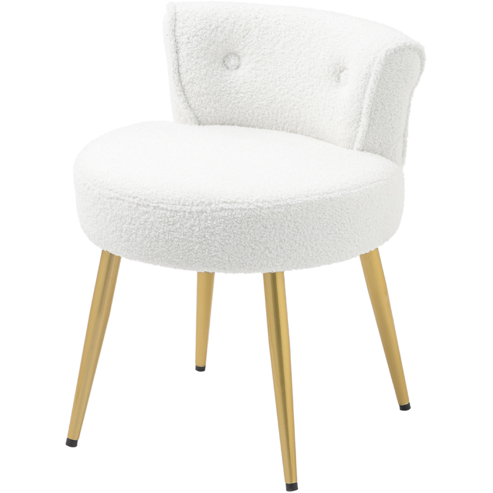 Living and Home White Teddy Fleece Dressing Table Stool Image 2