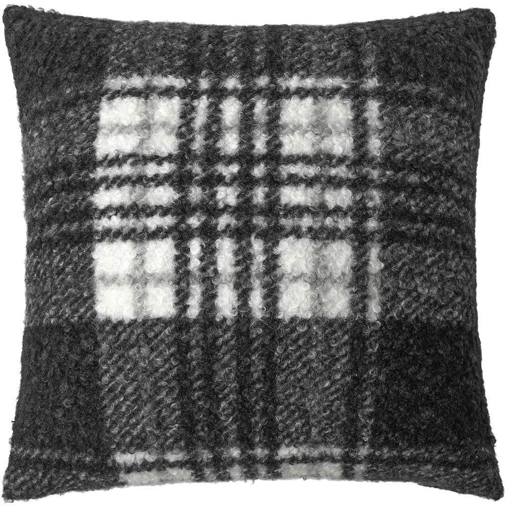 Fraser Check Faux Wool Cushion Monochrome Image 1