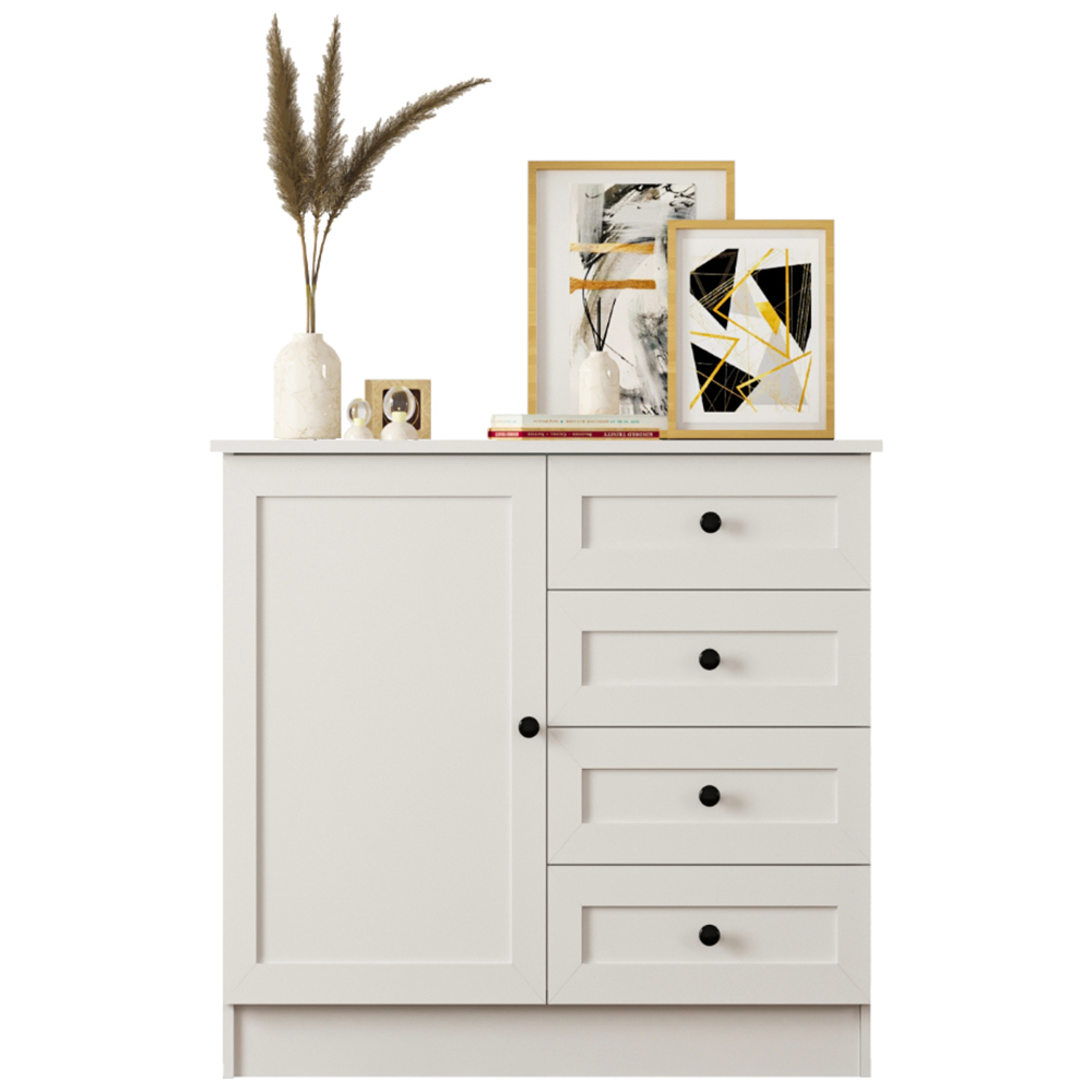Evu DAISY Single Door 4 Drawers White Sideboard Image 4