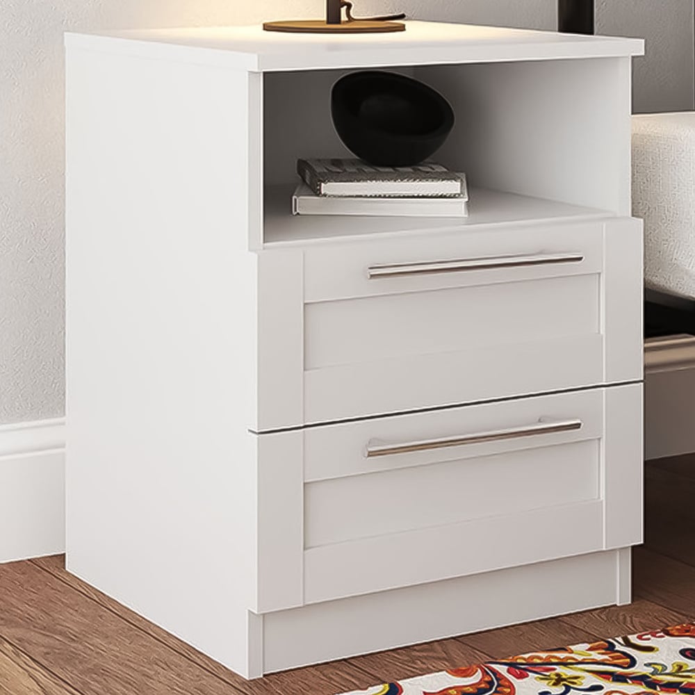 Burford Bedside Table - White Image 1