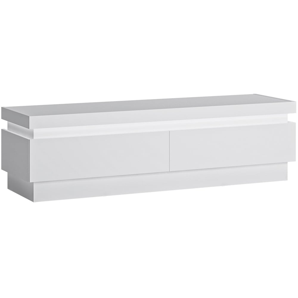 Lyon 2 Drawer White High Gloss LED TV Cabinet Image 2