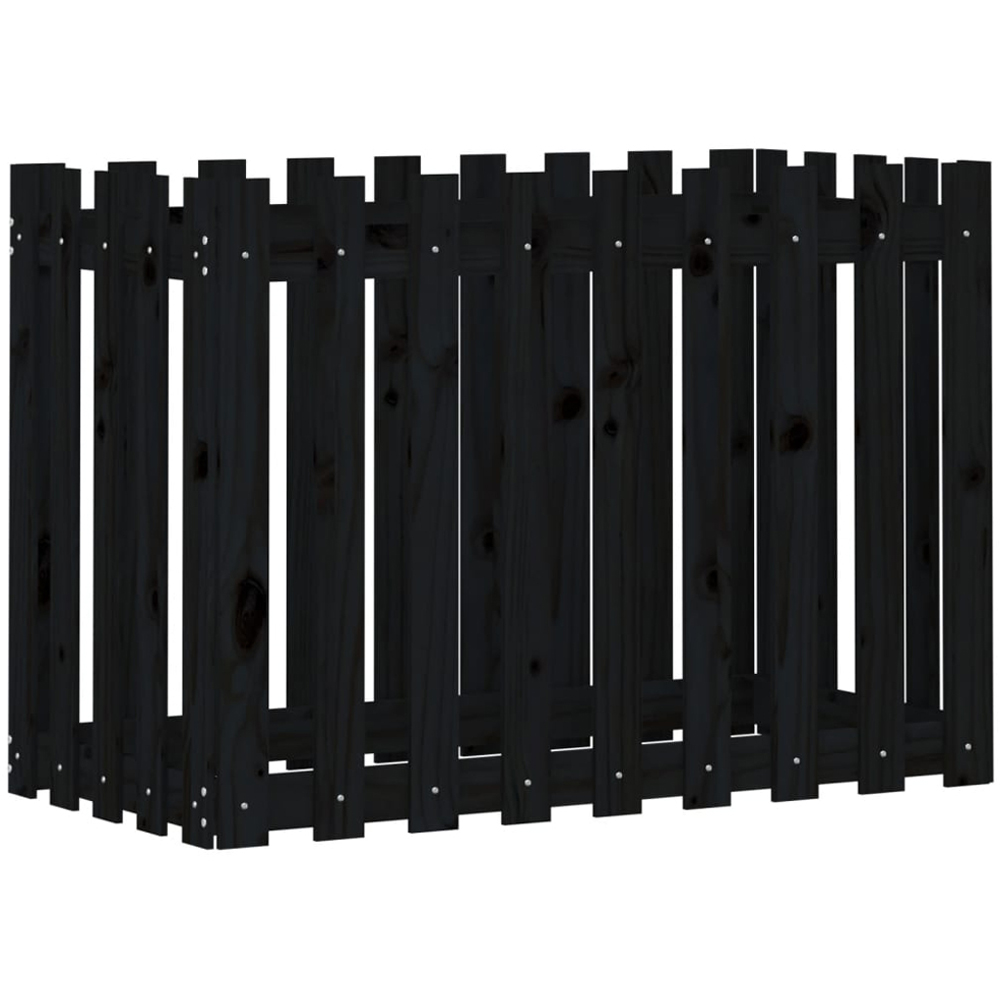 vidaXL Black Pine Wood Raised Garden Bed 100 x 50 x 70cm Image 3