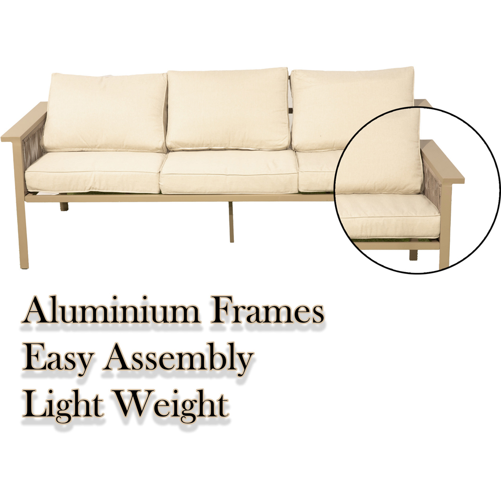 Shatchi 7 Seater Cream Outdoor Aluminium Sofa Set Image 6