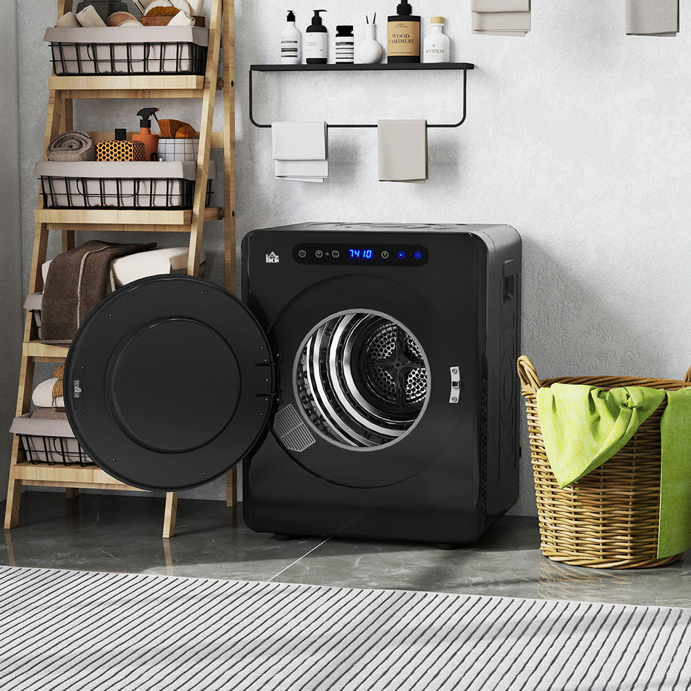HOMCOM Black Portable Vented Tumble Dryer Machine with Timer 4kg 1000W Image 4