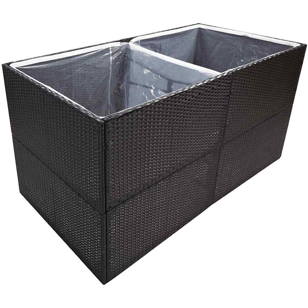 vidaXL Black PE Rattan Raised Garden Bed 80 x 157 x 80cm Image 3