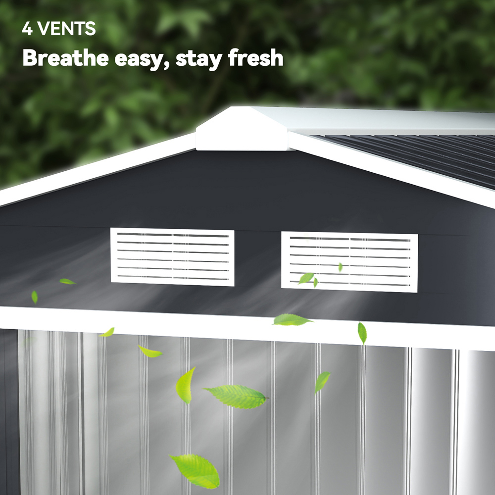 Outsunny 7 x 4ft Dark Grey Metal Apex Garden Shed Image 7