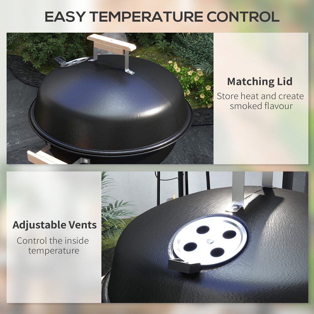 Outsunny Black Round Portable Kettle Charcoal BBQ Grill Image 5