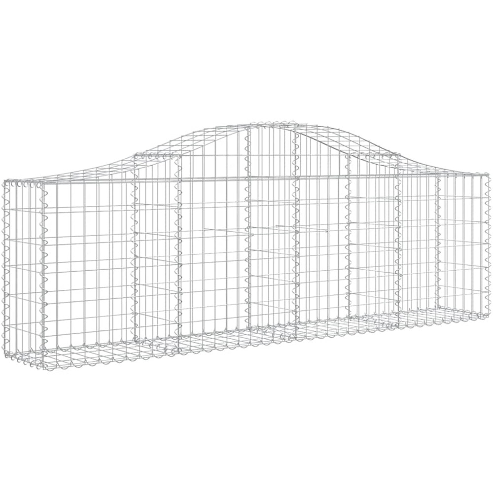 vidaXL Silver Galvanised Iron Arched Gabion Basket 200 x 30 x 60/80cm 10 Pack Image 1