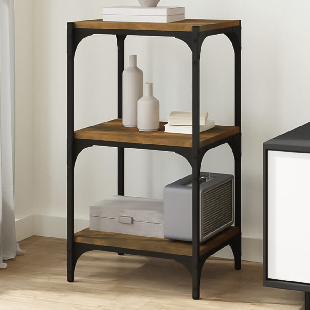 vidaXL 3 Shelf Smoked Oak Bookcase Image 1