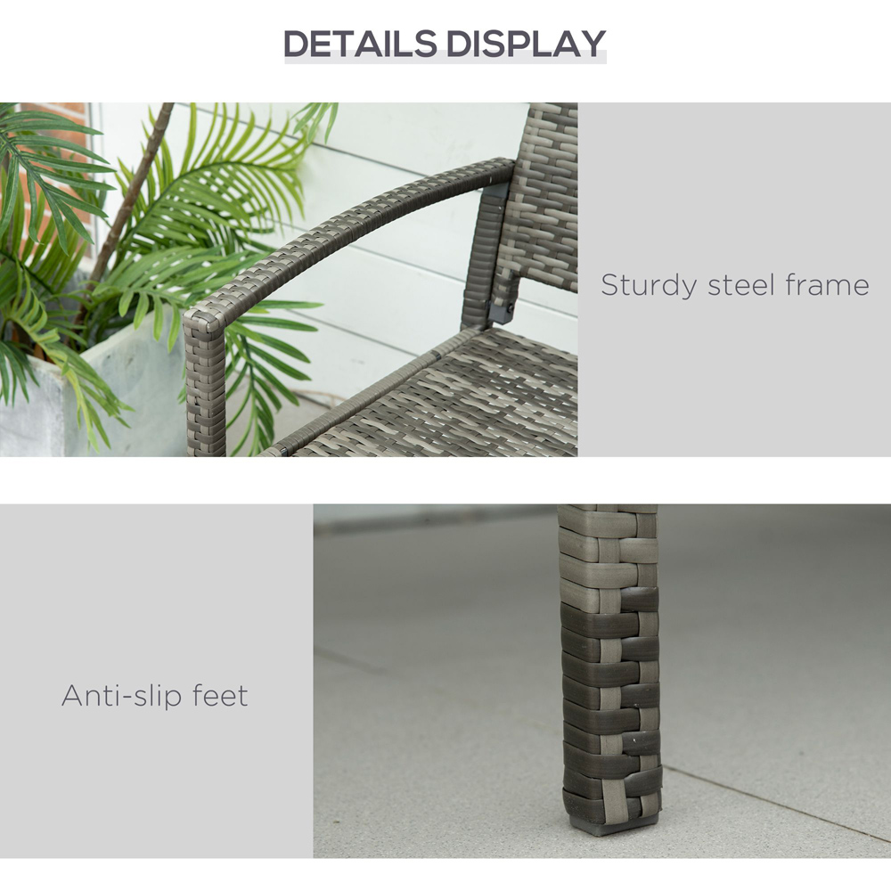 Outsunny 2 Seater Grey Rattan Bench Image 6