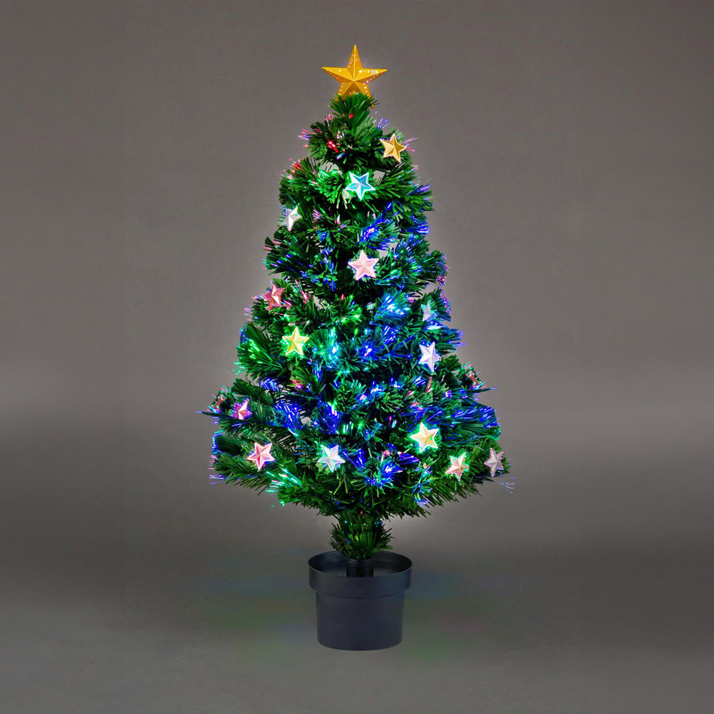 Shatchi Stars Pre-Lit Fibre Optic Christmas Tree 2ft Image 2