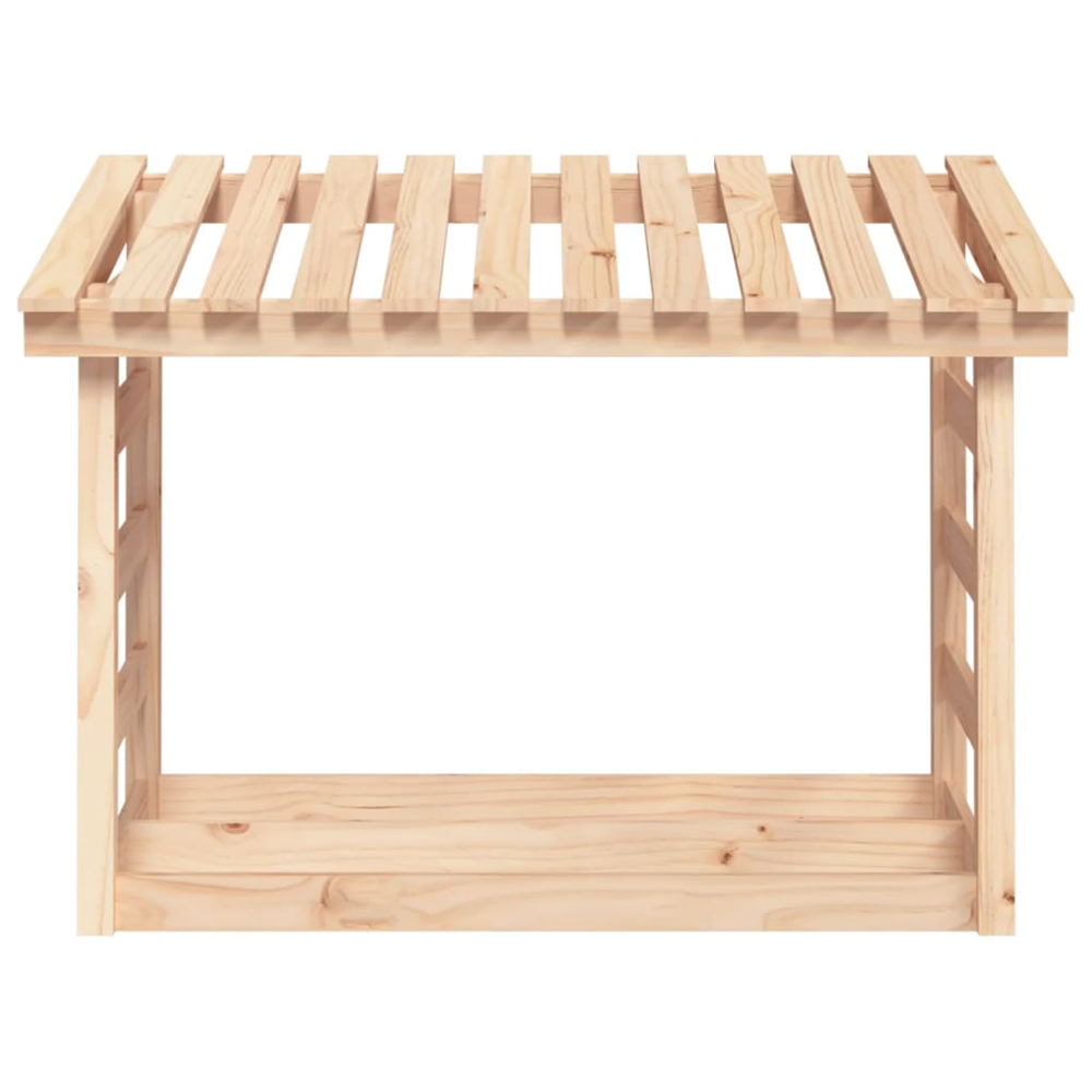 vidaXL Natural Pine Wood Firewood Log Holder 78 x 108 x 64.5cm Image 4