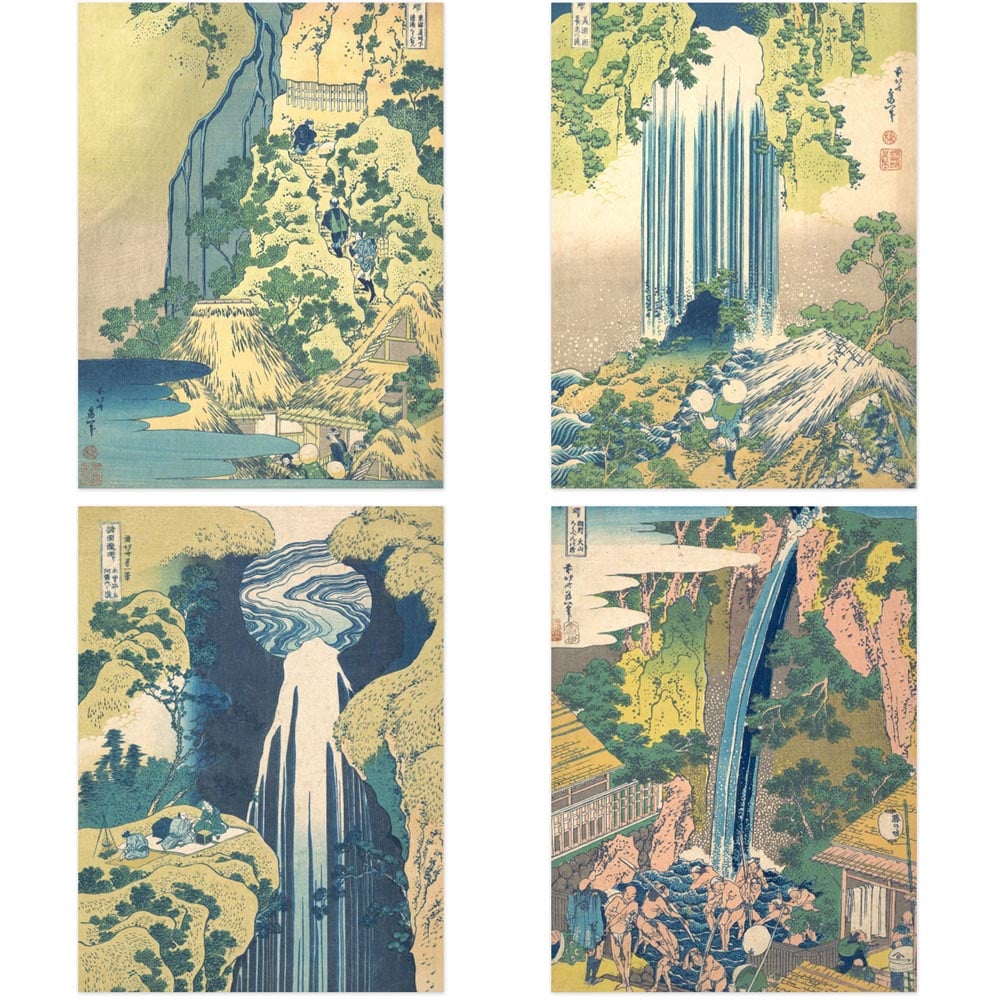 Artery8 Hokusai Tour Waterfalls Provinces Wall Art Print 30 x 41cm 9 Pack Image 3