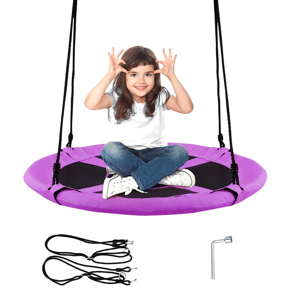 Costway Purple Children Flying Saucer Adjustable Tree Swing 100cm Image 3