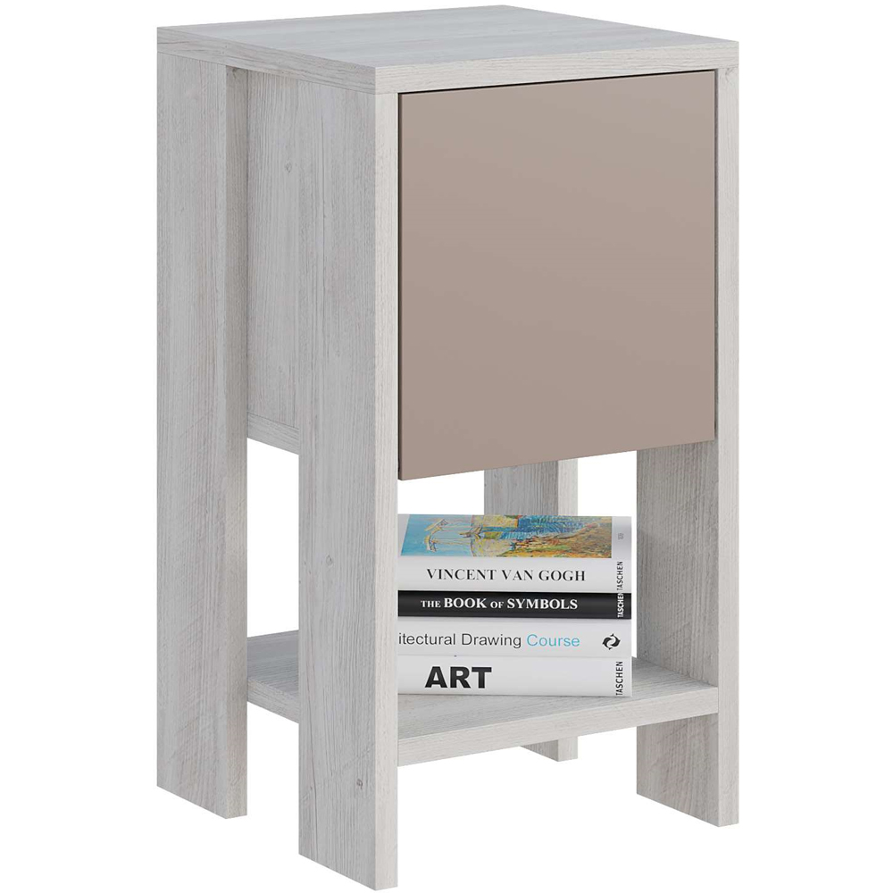 Decortie Ema Ancient White and Mocha Grey Bedside Table Image 2