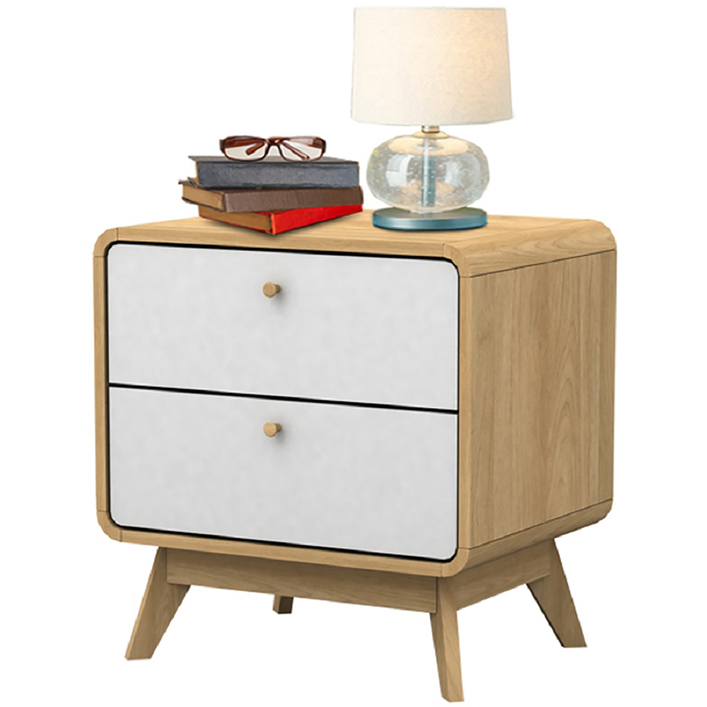 Loft24 Cassie 2 Door Oak White Nightstand Image 3