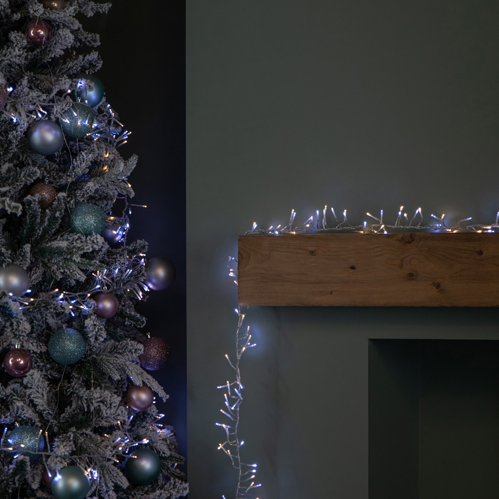 Samuel Alexander 720 White and Warm White LED Clear Cable Christmas Cluster Light 9.3m Image 4