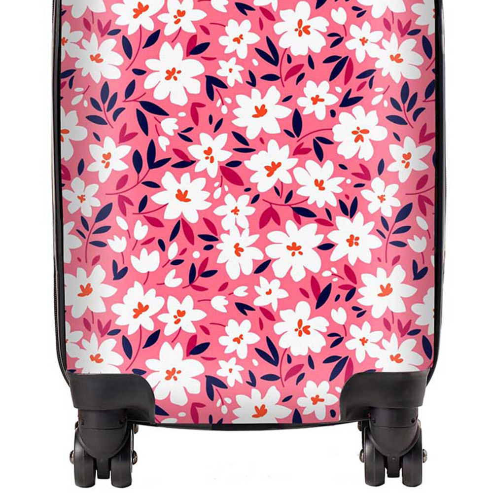 Warren Reed Designer Small Cute White Flower Pattern Suitcase Image 2