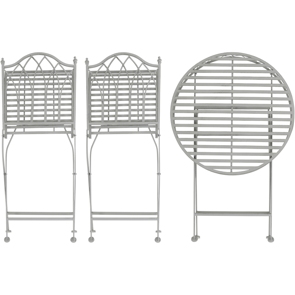 Charles Bentley 2 Seater Grey Decorative Rustic Metal Garden Bistro Set Image 6