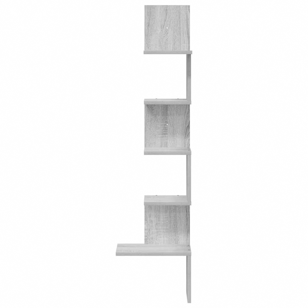 vidaXL 5 Shelf Grey Sonoma Floating Corner Wall Shelf Image 2