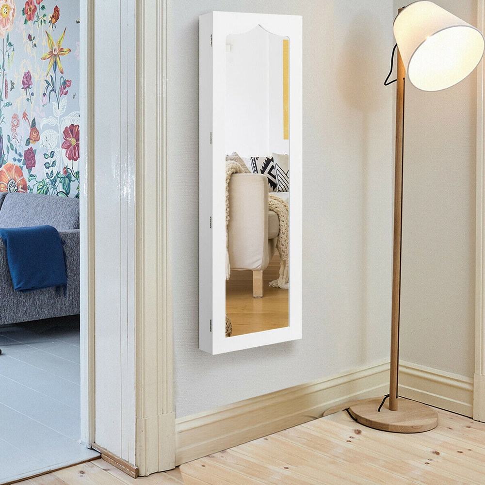 Costway White Mirror with Wall Mounted Cabinet 37 x 121cm Image 4