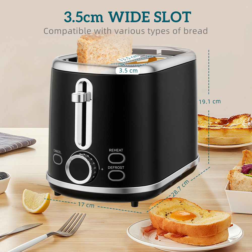 HOMCOM 800-286V70BK Black Retro Digital 1.7L Kettle and 2 Slice Toaster Set 3000W Image 8