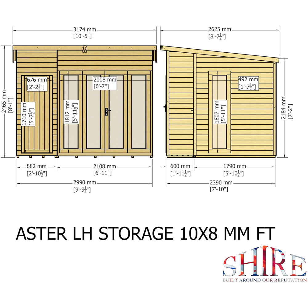 Shire Aster 10 x 8ft Double Door Contemporary Summerhouse Image 9