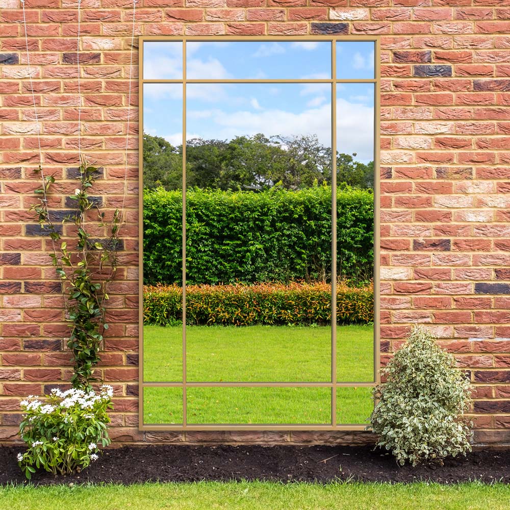 MirrorOutlet The Genestra Gold Contemporary Wall and Leaner Garden Mirror 200 x 120cm Image 5