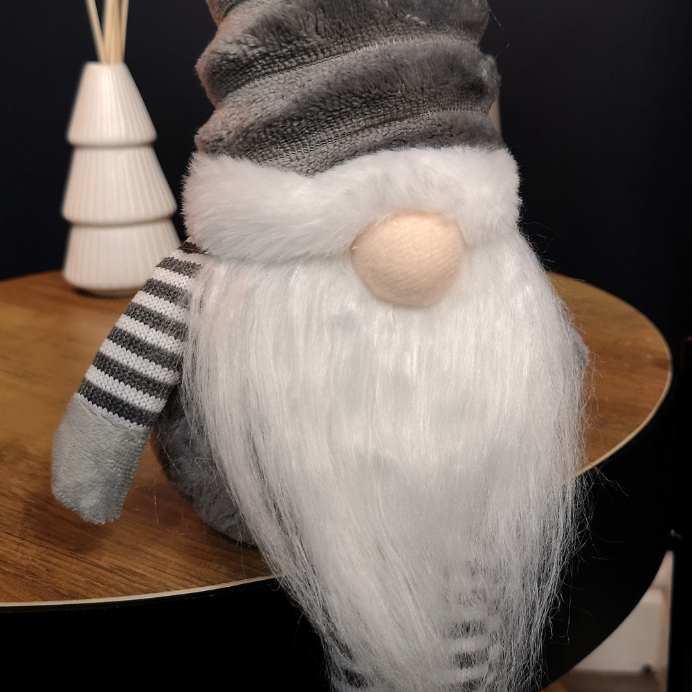 Samuel Alexander Grey Plush Sitting Gonk with Stripey Dangly Legs Christmas Decoration 33cm Image 5