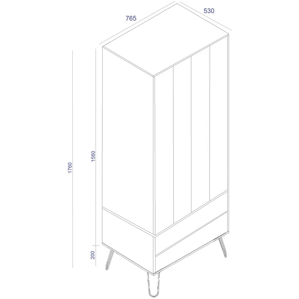 Augusta Grey 2 Door 2 Drawer Wardrobe Image 9