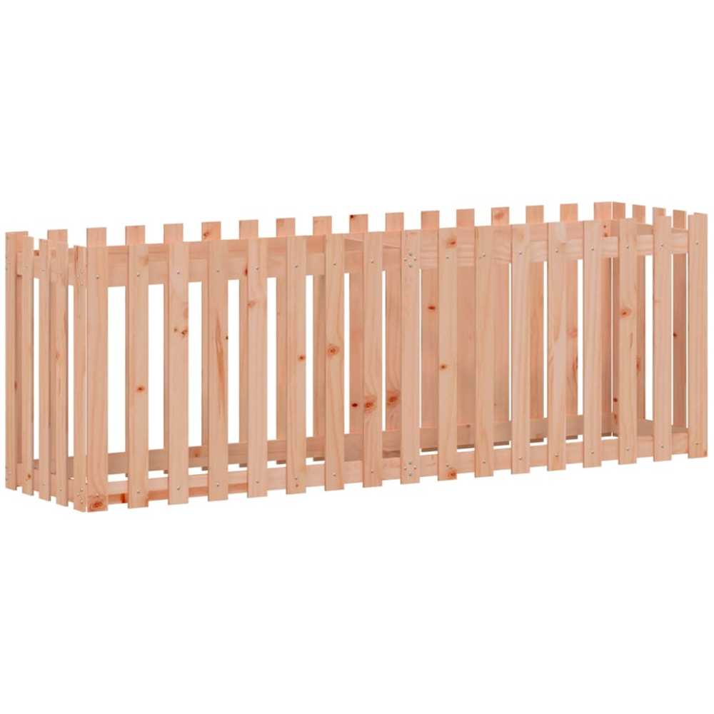 vidaXL Natural Solid Wood Douglas Fence Design Garden Planter 200 x 50 x 70cm Image 3